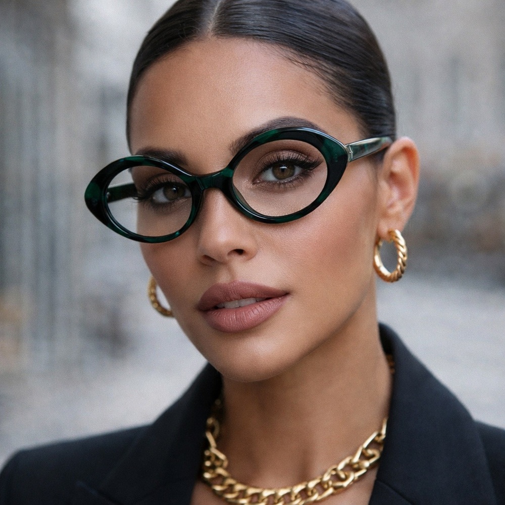 Rare Authentic Morgenthal Frederics vintage Jade Green Cateye Glasses MIMI